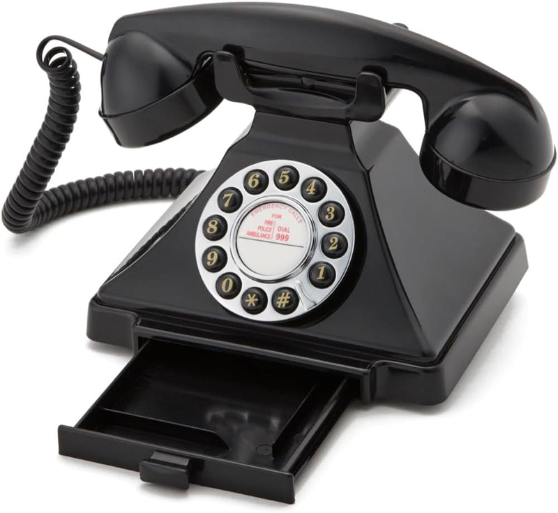 GPO 1929 S Classic Carrington Retro Drucktasten-Telefon 20er Jahre Design mit ausziehbarer Schublade