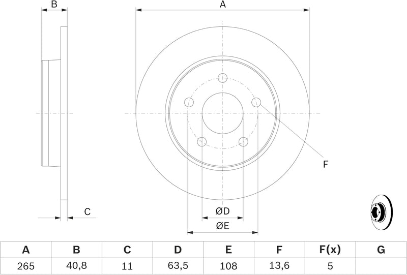 Bosch BD1048 Bremsscheiben - Hinterachse - ECE-R90 Zertifizierung - zwei Bremsscheiben pro Set