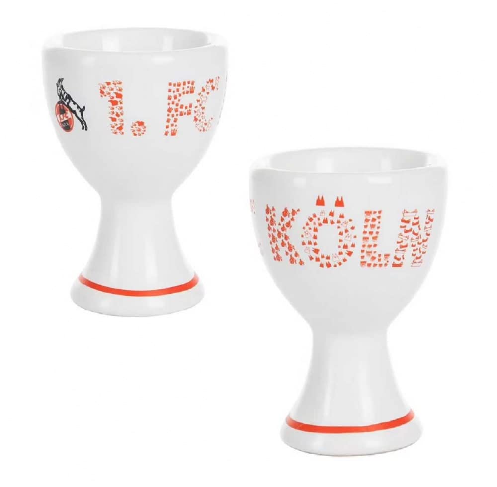 1. FC Köln Eierbecher - Schriftzug Piktogramme - 2er Set - Plus Lesezeichen I Love Köln