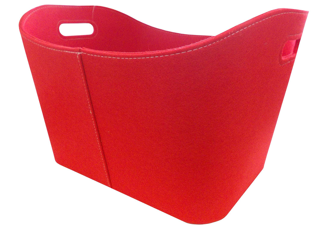 Metrox 99155 Holzkorb mit Tragegriffen (Kaminholztasche Filz, Farbe rot, Masse 53,5x43x34 cm) Filz,