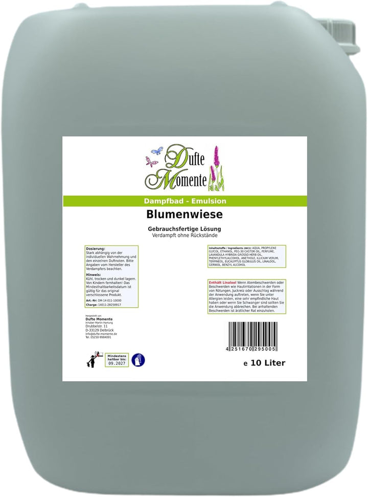 Dufte Momente | Dampfbad Emulsion 10 Liter Blumenwiese (Anis, Lavendel, Rose) | geprüfte Qualität |