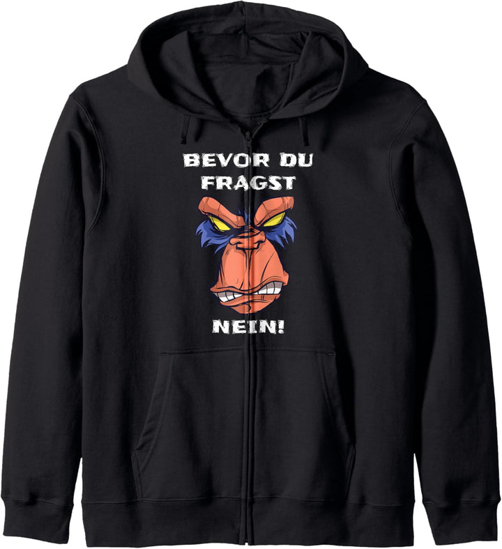 Bevor Du Fragst Nein Lustiger Spruch Böser Affe Gesicht Kapuzenjacke