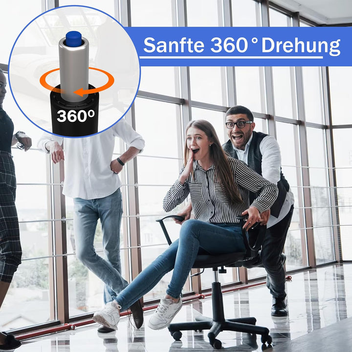 Bemacom Gasdruckfeder für Bürostuhl bis 200kg Belastbarkeit, Länge 430mm Schwarz Ersatz Gasdruckfede