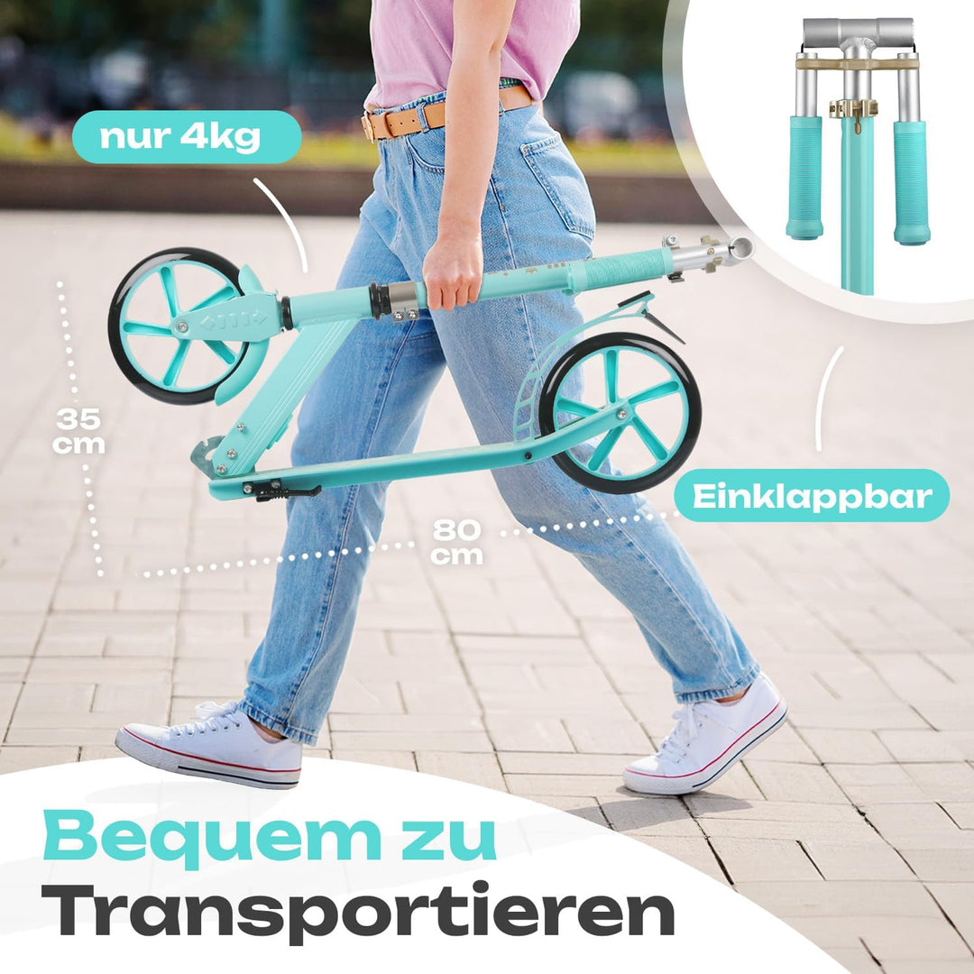 Rollkönig ® Scooter für Kinder ab 5 Jahren I Der Faltbare City-Scooter mit grossen Rädern I Tret-Rol