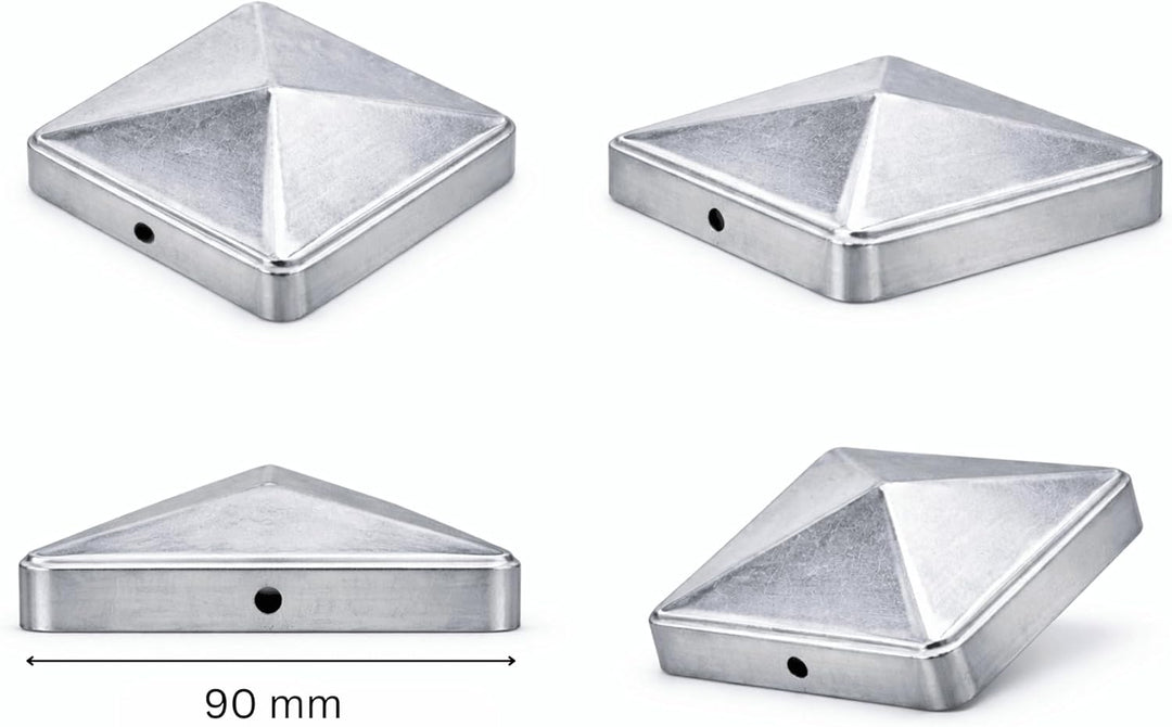 FeNau 10er Set Pfostenkappe 9x9 cm verzinkt - Sichtschutzzaun Pyramide inkl. 20 Schrauben Stahl, ver