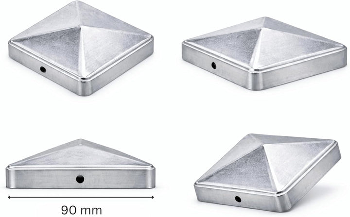 FeNau 10er Set Pfostenkappe 9x9 cm verzinkt - Sichtschutzzaun Pyramide inkl. 20 Schrauben Stahl, ver