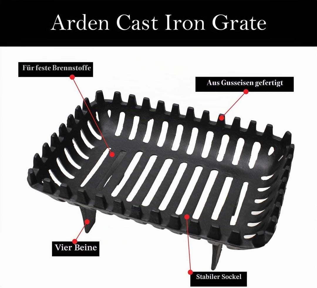JVL Arden Kamin-Grillrost aus Gusseisen, 40,6 cm, Schwarz, 37 x 27 x 16 cm, Arden