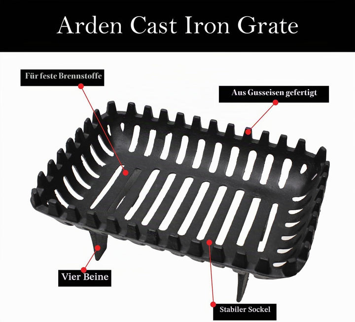 JVL Arden Kamin-Grillrost aus Gusseisen, 40,6 cm, Schwarz, 37 x 27 x 16 cm, Arden