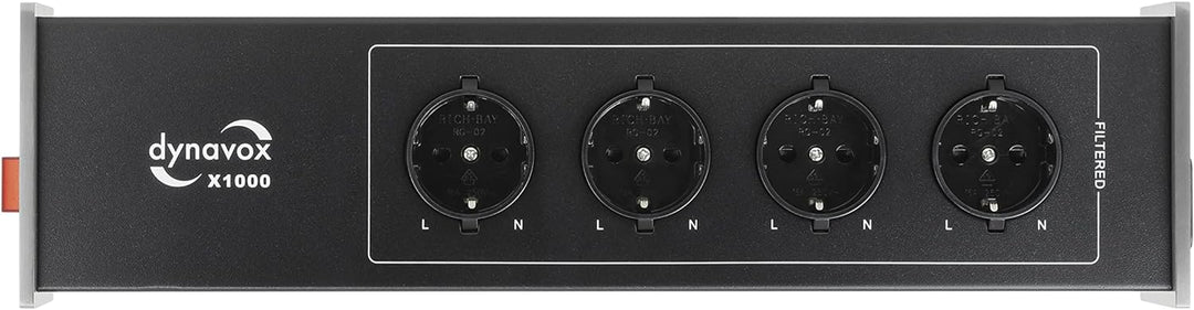 Dynavox HiFi-Netzfilter X1000S Mehrfach-Steckdosenleiste mit 4 gefilterten Steckplätzen, LED-Kontrol