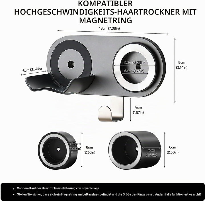 Haartrocknerhalter für Dyson Supersonic, Wandmontage, Halterung aus Aluminiumlegierung mit Steckerka