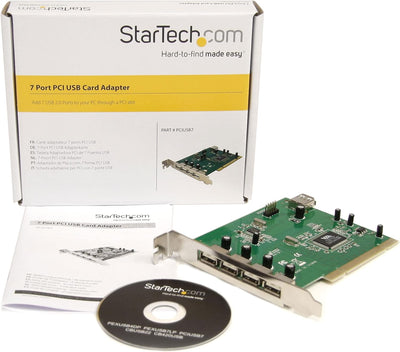 StarTech.com 7 Port USB 2.0 PCI Schnittstellenkarte - USB Controller Adapter Karte 4x External + 3x