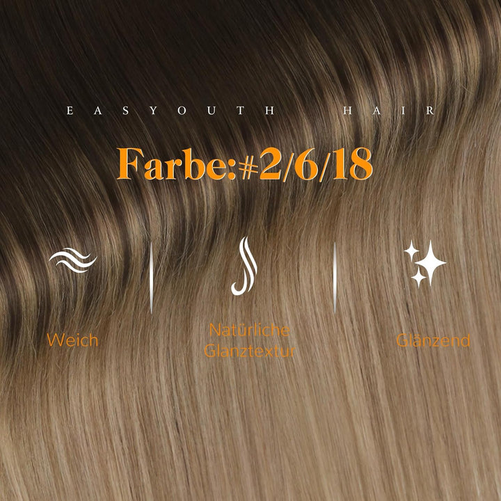 Easyouth Echthaar Tape Extensions Balayage Braun Extensions Echthaar Tape Dunkelste Braun Ombre Mitt