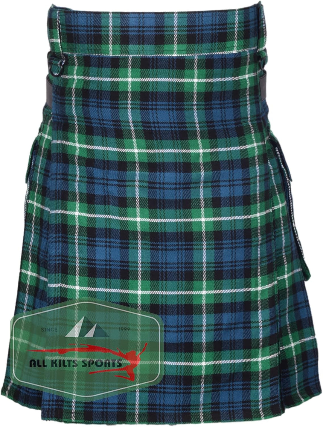 Utility-Kilt für Herren aus Acrylwolle mit Lederriemen, Lamont Ancient 34