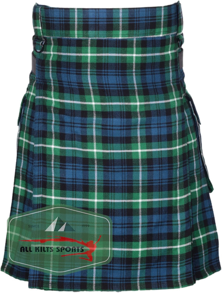 Utility-Kilt für Herren aus Acrylwolle mit Lederriemen, Lamont Ancient 34