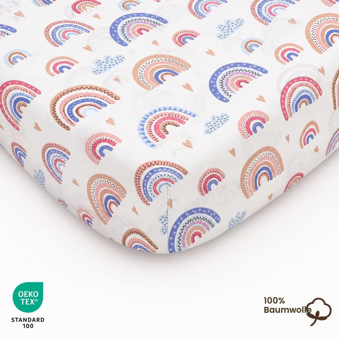 Lovely Hippo 2X Spannbettlaken 50x83 100% Baumwolle - Kompatible Spannbettlaken 50x83 cm - Set 2X (R
