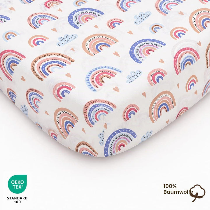 Lovely Hippo 2X Spannbettlaken 50x83 100% Baumwolle - Kompatible Spannbettlaken 50x83 cm - Set 2X (R