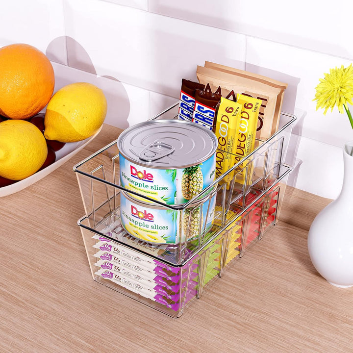 Puricon 4 Stück Snack Aufbewahrungsbox, stapelbarer Lebensmittel Organizer aus BPA-Frei Kunststoff,