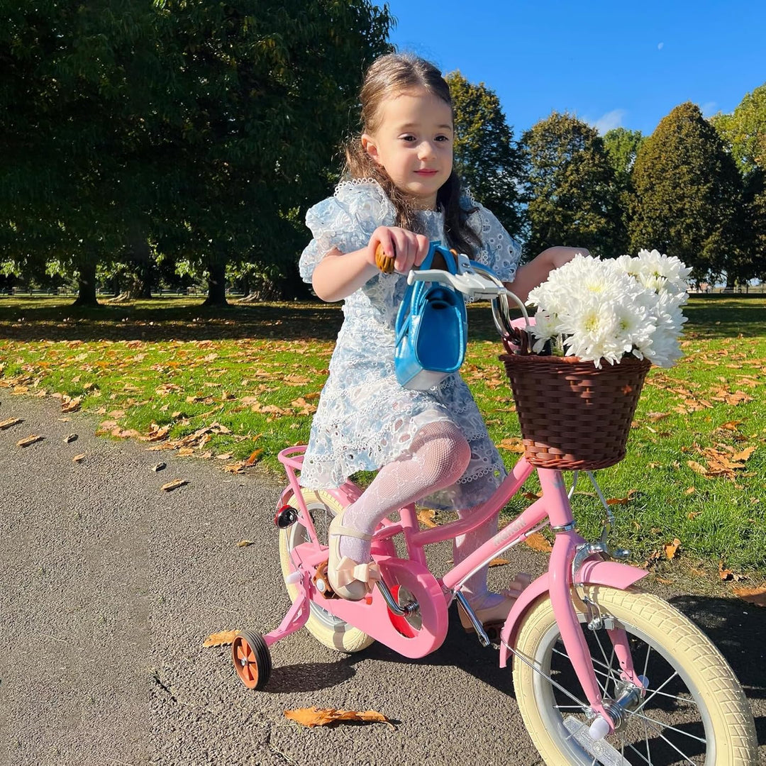 STITCH MANCHI 12/14/16/18 Zoll Kinderfahrrad mit Korb &amp; Stabilisatoren für 2-9 Jahre alte Mädchen &amp;