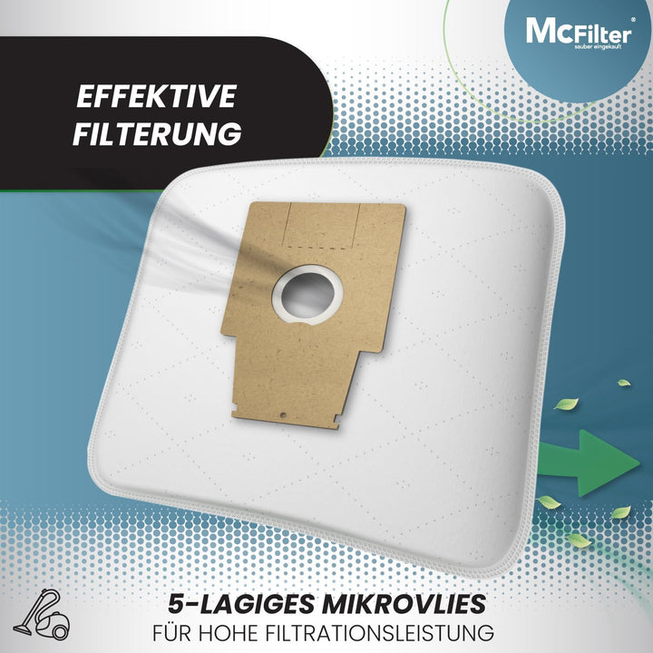 McFilter I SET 10 Staubsaugerbeutel + 1 HEPA-Filter +1 Motorschutzfilter kompatibel mit Bosch BSG8 /