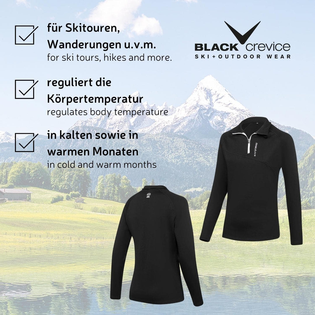 Black Crevice Damen Merino Skirolli I Hochwertiger Merino-Skipullover I Rolli für Damen aus 70% Meri