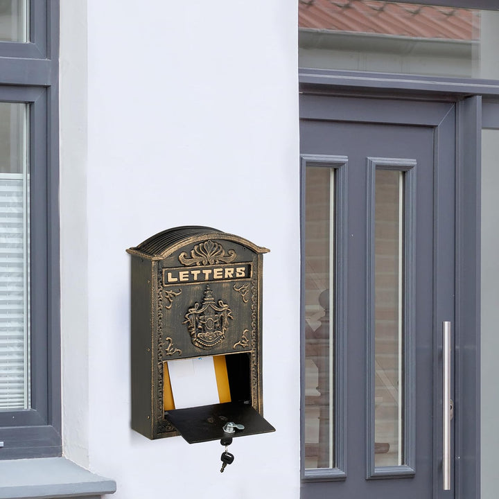Relaxdays Briefkasten Vintage, verzierter Postkasten, HxBxT: 42 x 28 x 10 cm, A4 Briefschlitz, 2 Sch