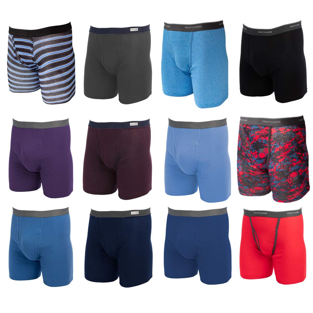 Fruit of the Loom, 12 Pack Random, Mens Underwear, Underwear for Men, Cotton Underwear, Boxer Briefs