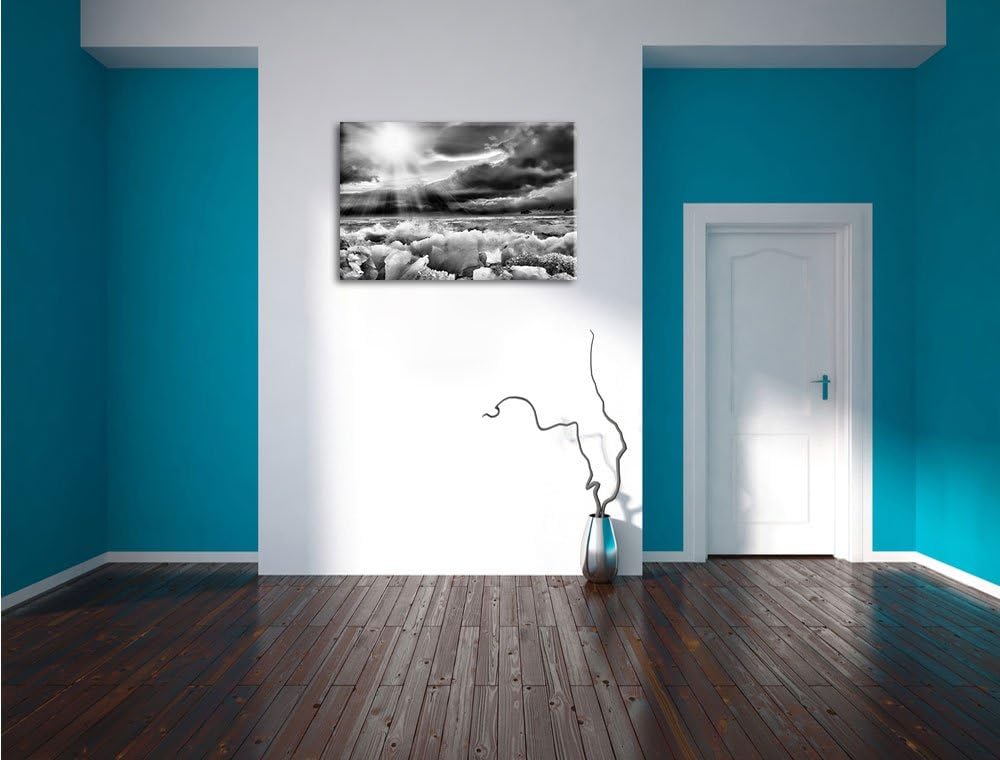 Pixxprint Monocrome, Blaues Polareis im Sonnenschein als Leinwandbild/Grösse: 100x70 / Wandbild/Kuns