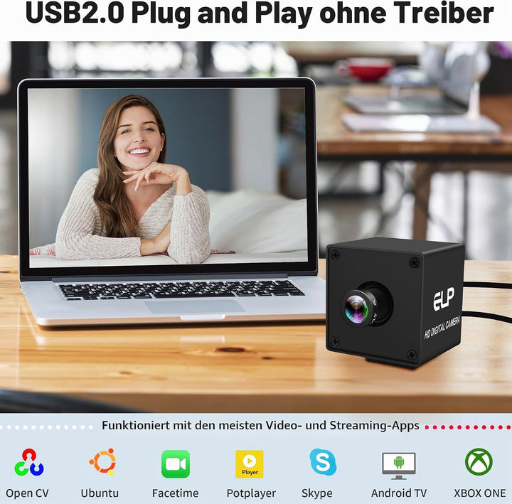 ELP 12MP USB Kamera 1080p@120fps Hochgeschwindigkeits-Webcam für industrielle Sicherheit mit 4K-Aufl