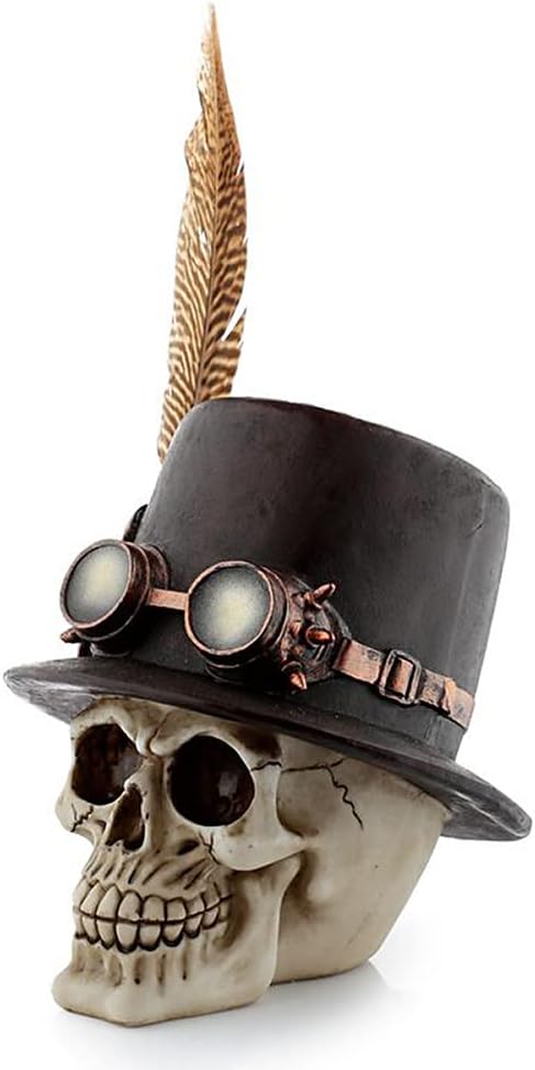 Generisch Gothic Steampunk Totenkopf mit Zylinder und Feder | Fantasy Skull, Totenschädel, Kopf-Skul