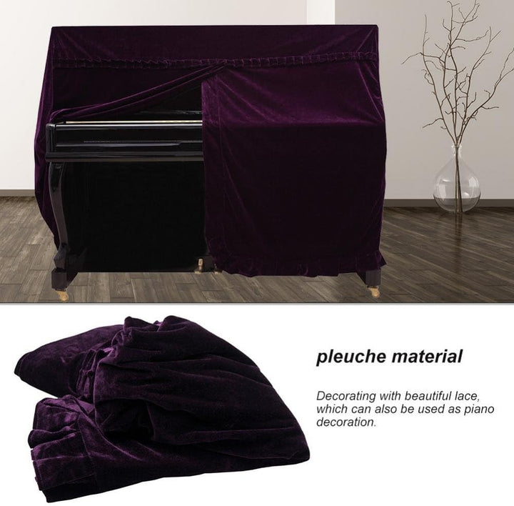 Dilwe Klavierdeckel, Colorfast Pleuche Piano Staubdicht Dekoriert Cover Purpur, Purpur