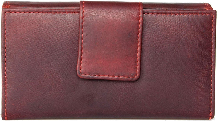 Bull Burry Geräumige dunkelrote RFID-Lederbrieftasche ganz aus einem starken echten Rindsleder