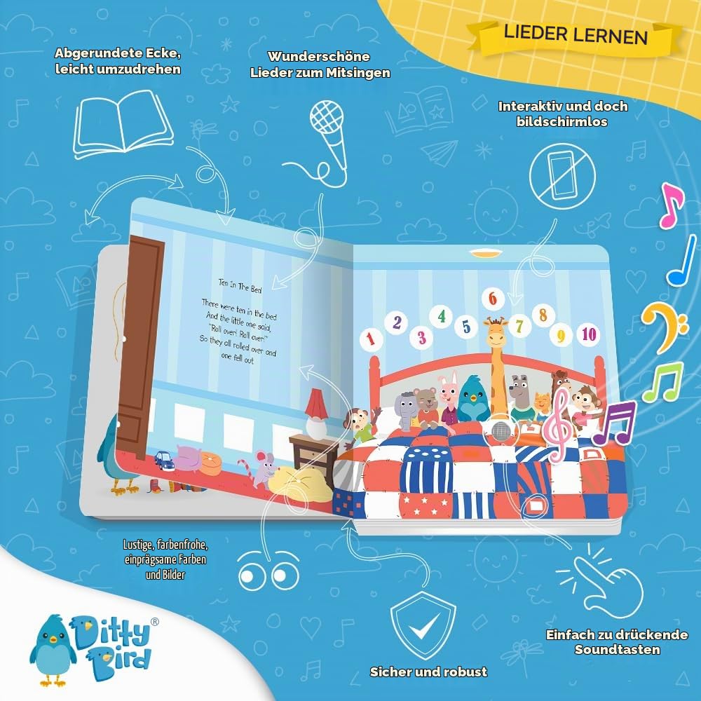 Ditty Bird | Learning Songs | Interactive Musical Book for toddlers 1- 3 | Sing-Along boardbook for