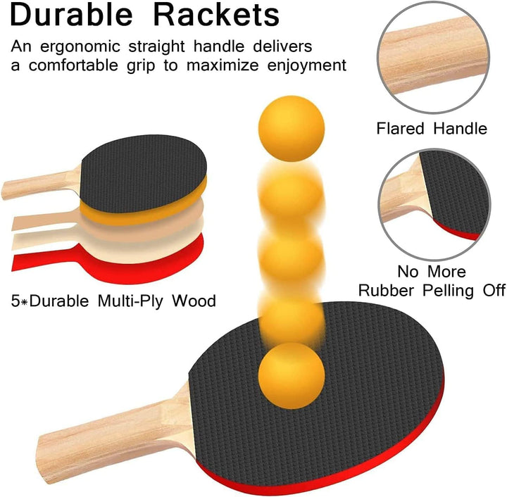 Tischtennisschläger/Schläger,Ausziehbare Tischtennisnetze,6 Ping-Pong Bälle,1*Mesh Bag,tragbar Tisch