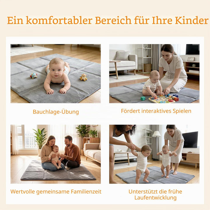 Krabbelmatte Kinder Faltbar Kariert Kinderteppich Rutschfester Unterseite Weicher Kurzflor Pflegelei