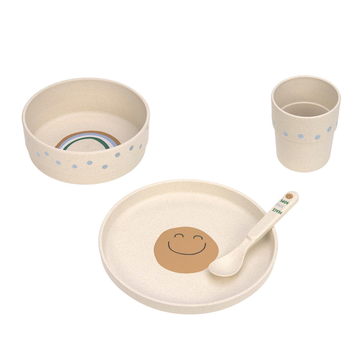 LÄSSIG Kindergeschirr Set (Teller, Becher, Schälchen, Löffel) BPA-frei, für Spülmaschine und Mikrowe