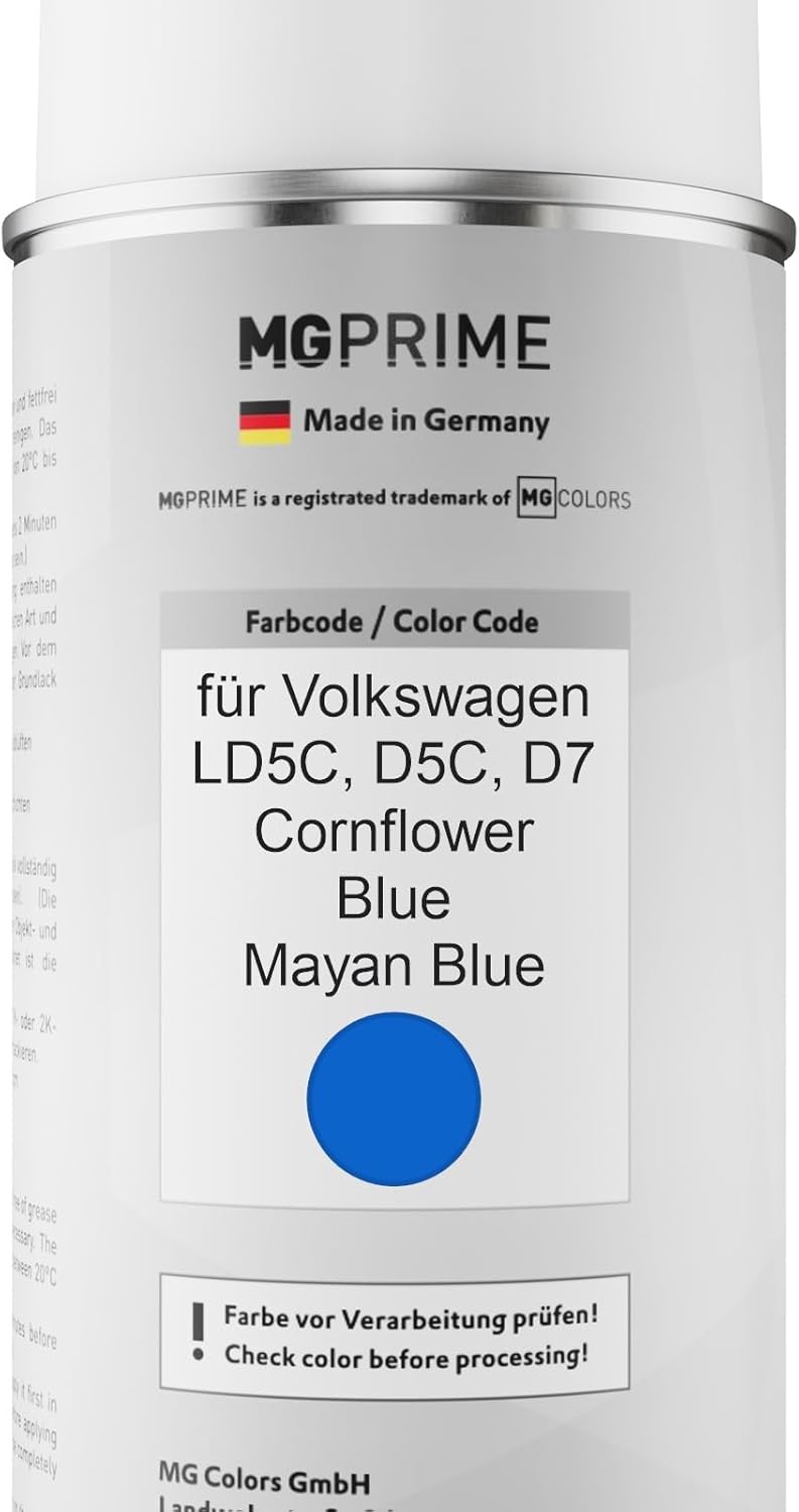 MG PRIME Autolack Sprühdosen Set für Volkswagen VW LD5C / D5C / D7 Cornflower Blue/Mayan Blue Basisl
