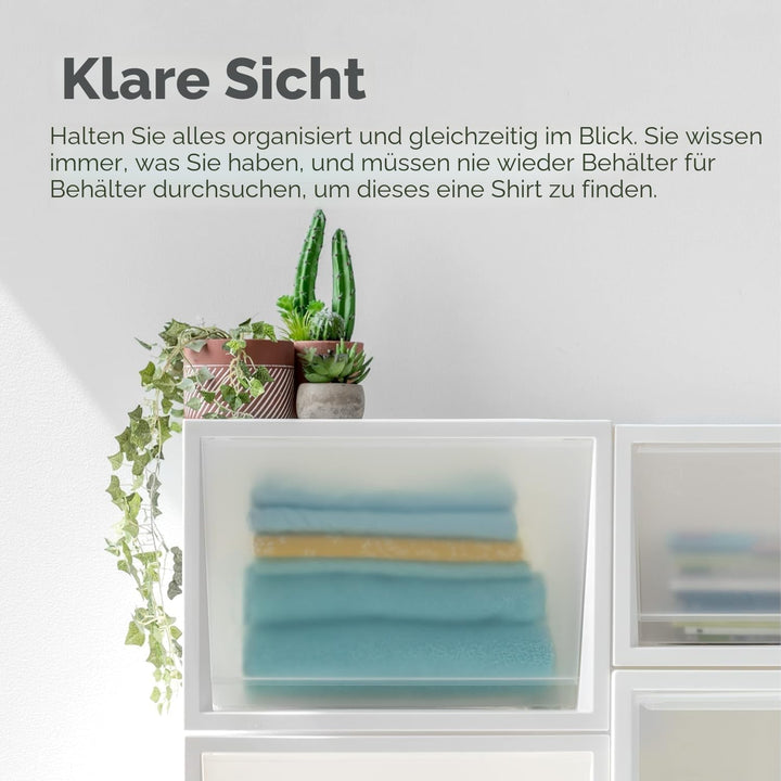 Iris Ohyama, Stapelbare Kunststoff-Schubladen für Kleidung, Hemden, 32L, 3er-Set, Medium, Dunkelgrau