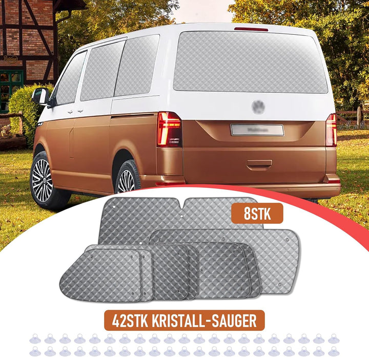 8Stk Thermomatte Fahrerhaus passend für VW T4 SWB, Luxus Interne Auto Sonnenblende Frontscheibenabde