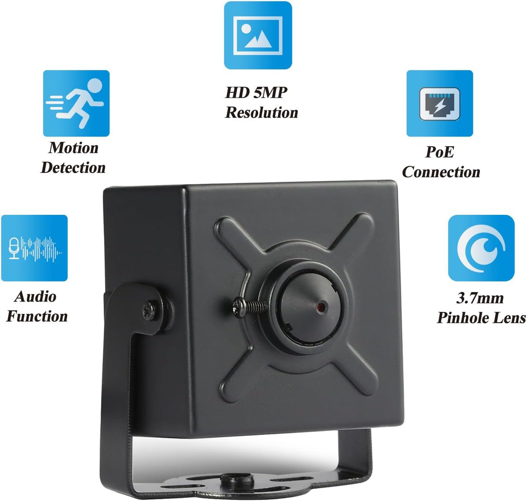 REVODATA TSEye Mini 5MP PoE IP Kamera mit Audio, 3.7mm Pinhole Objektiv, Ultra HD 2880 x 1620P@20fps