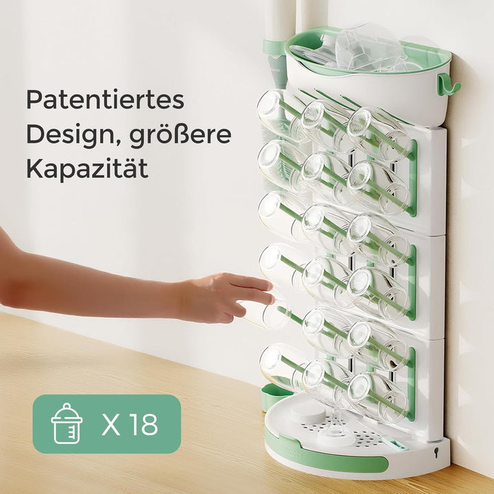 Momcozy Premium Babyflaschen Trockenständer – Vertikaler Flaschenhalter für 18 Flaschen &amp; Stillzubeh