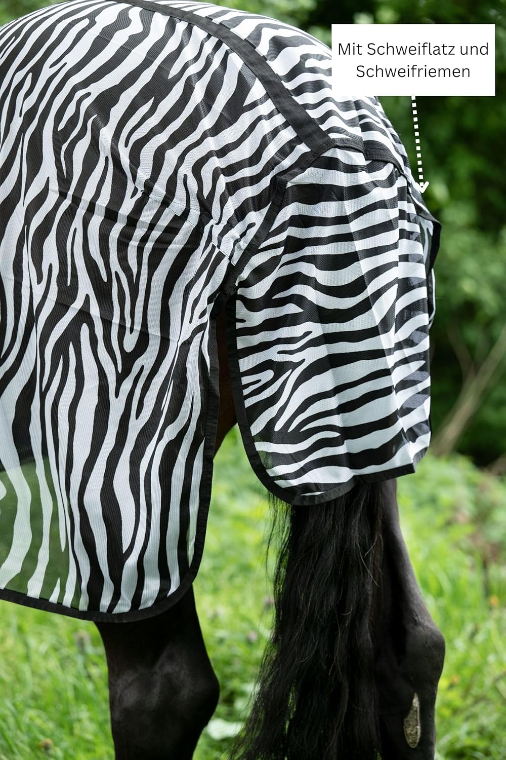 HKM Fliegendecke mit Halsteil -Zebra- mit Bauchlatz, weiss/schwarz, 135 Weiss/Schwarz 135 cm, Weiss/