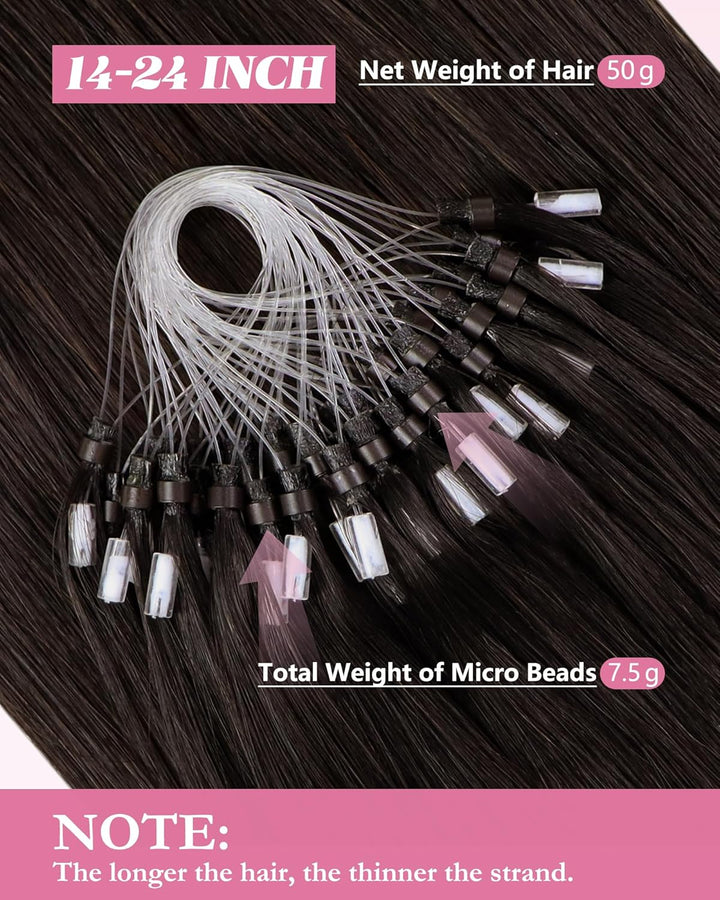 YoungSee Extensions Echthaar Microring Braun 40cm Microring Extensions Echthaar 1g Micro Ring Hair E
