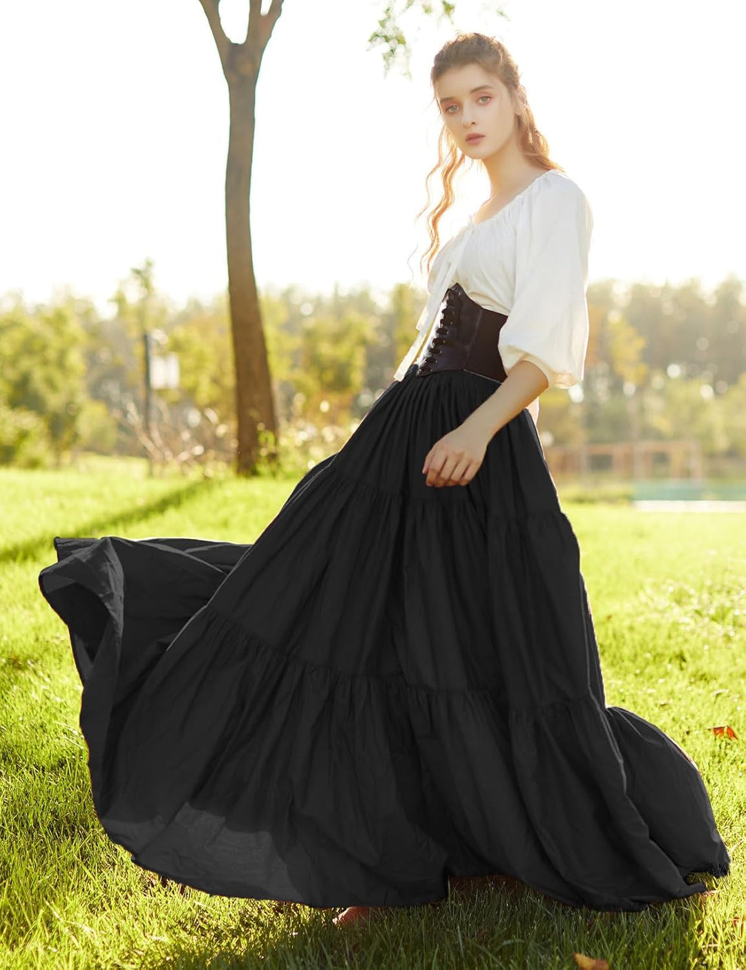 BEAUTELICATE Mittelalterlicher Rock Lang Baumwolle Damen Renaissance Rock Kleidung Viktorianisch Ste