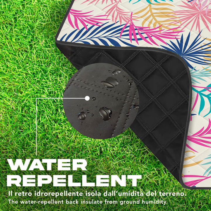 PERLETTI Picknickdecke Wasserdicht Faltbar Gross 200x200 - Outdoor Camping Decke mit Tragegurt - Str