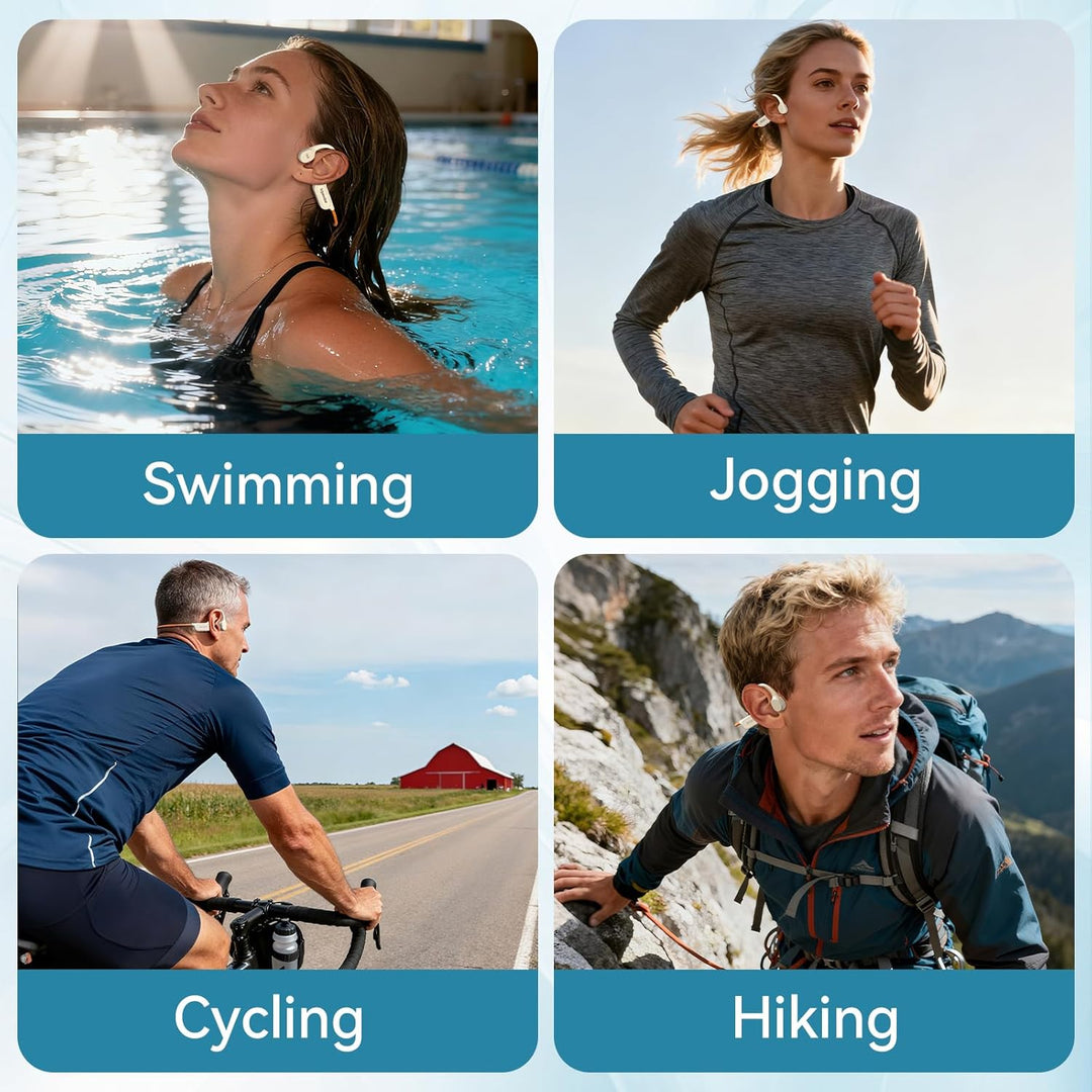 Belife B11 Bone Conduction Headphones, IP68 Waterproof Earbuds for Swimming, 32GB & Bluetooth 6.0 Wi