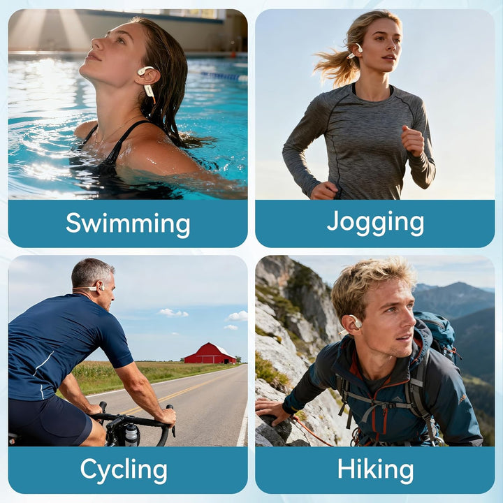 Belife B11 Bone Conduction Headphones, IP68 Waterproof Earbuds for Swimming, 32GB & Bluetooth 6.0 Wi