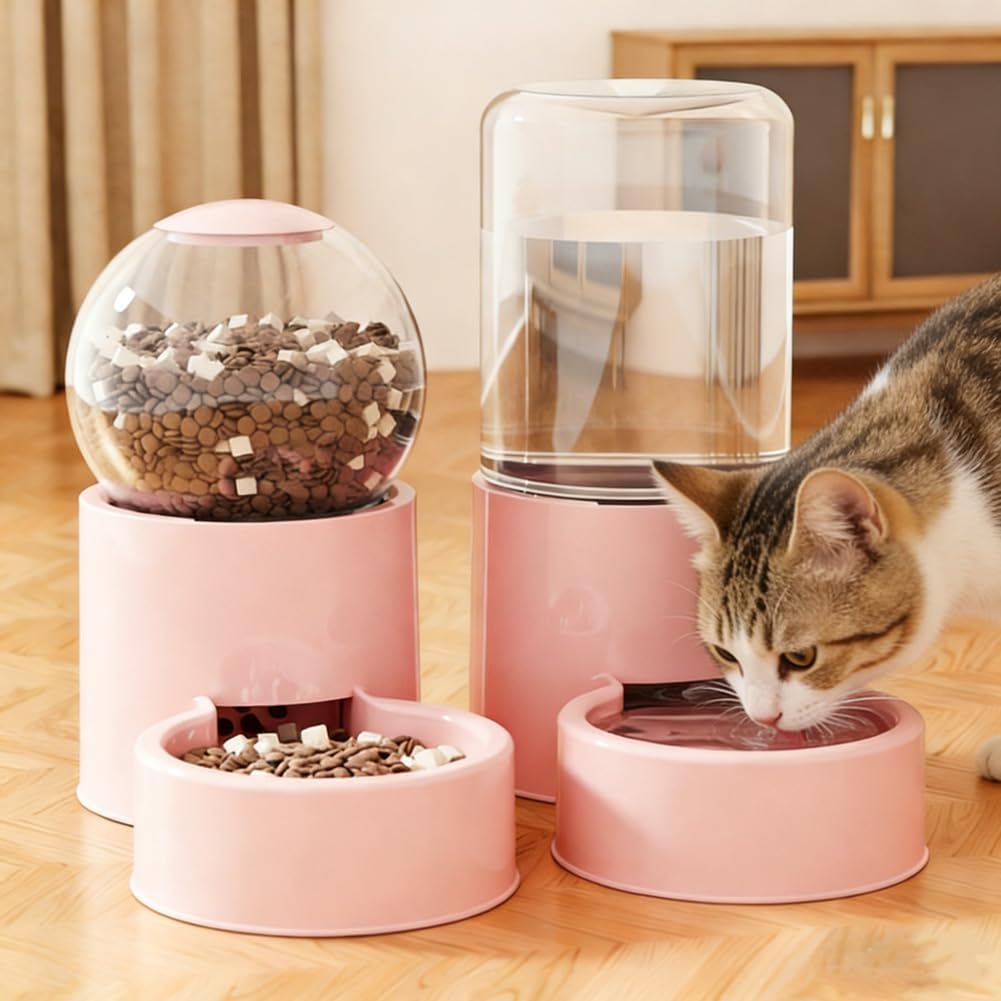 Automatischer Katzenfutterspender und Wasserspender Futterspender und Wasser Set, 2 Stück, Katzenfut