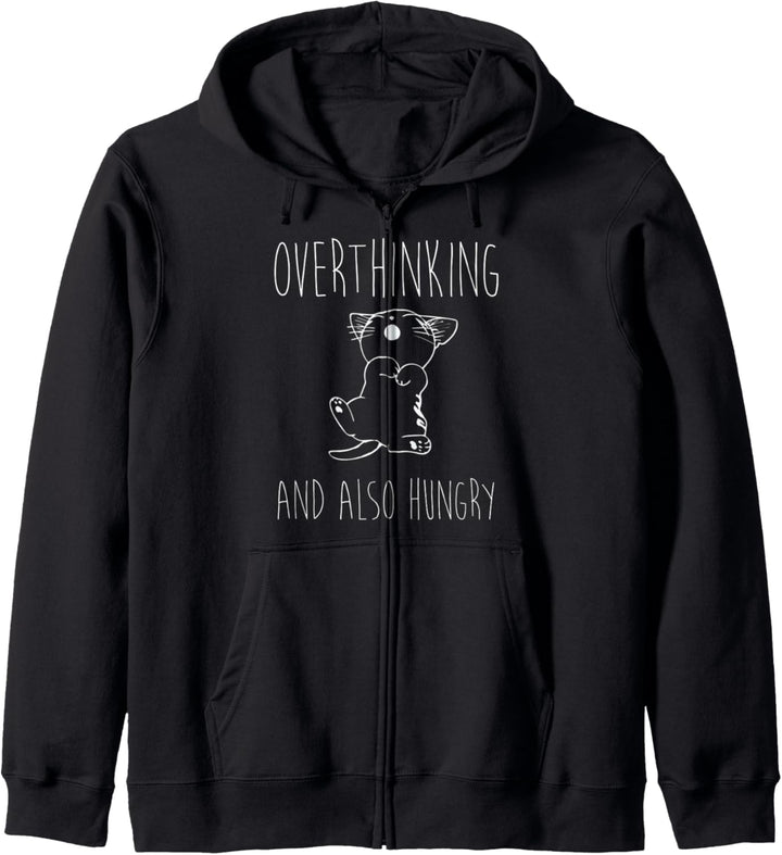 Kleine süsse Katze mit Spruch Overthinking Geschenk englisch Kapuzenjacke