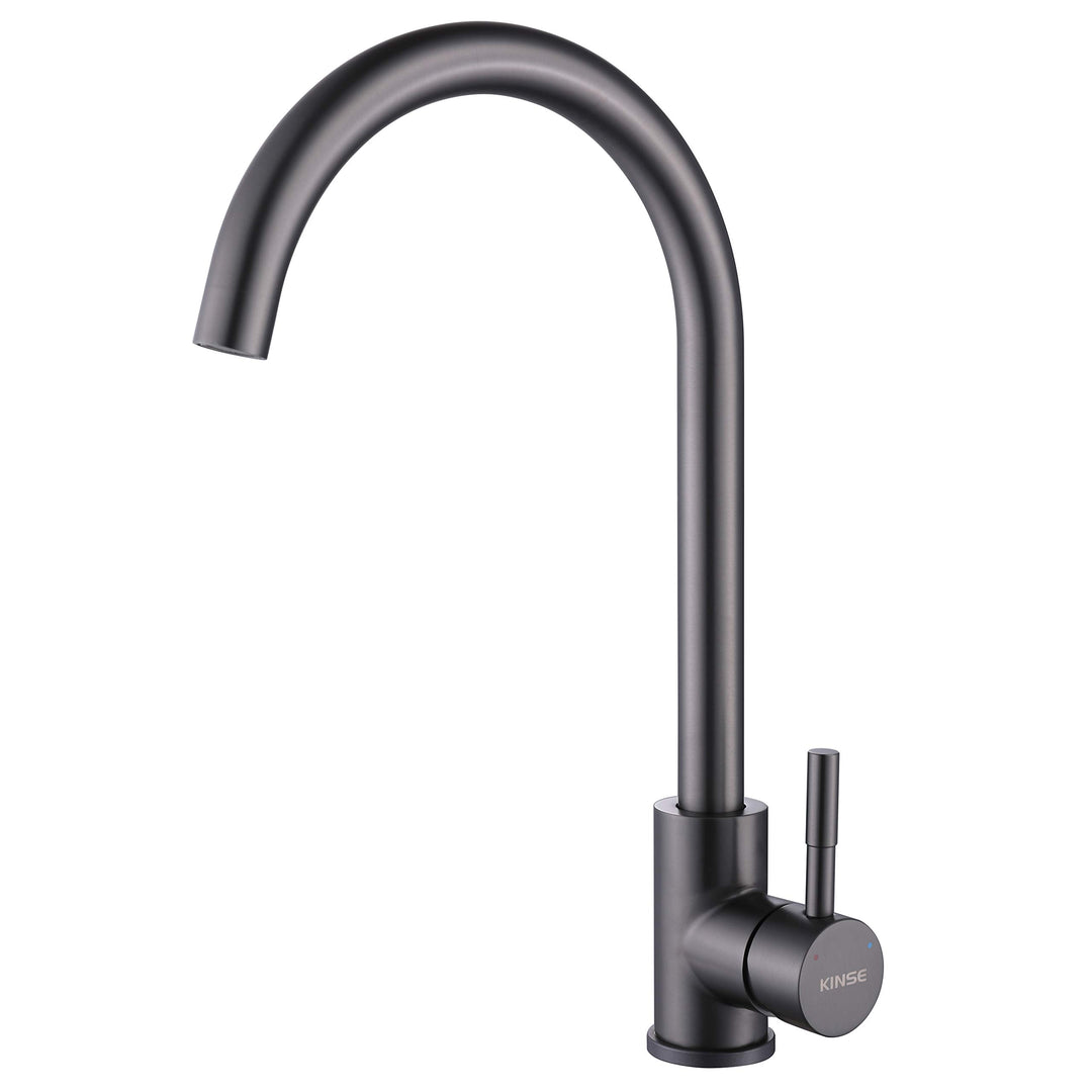 KINSE Einhebel Küchenarmatur Edelstahl | 360° Schwenkbar Spültischarmatur | Hochdruck Wasserhahn Küc