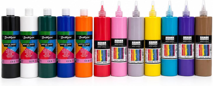 ACRYLFARBEN- Farben je 500ml. Hochwertige und deckende Malfarben für Holz, Stein, Leinwand, Malkarto